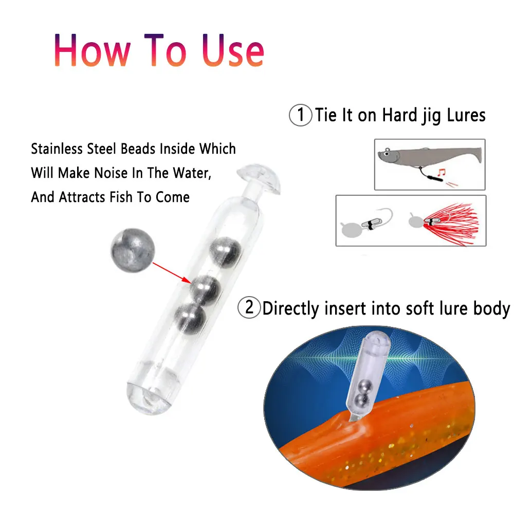 Bimoo-barra de sonido de pesca, 20 piezas, cebos de señuelo de pesca, sonajeros, tubo de inserción para plantilla de gusano suave, señuelo de pesca, amarre de anudado con mosca, Material de cebos - imagen 5