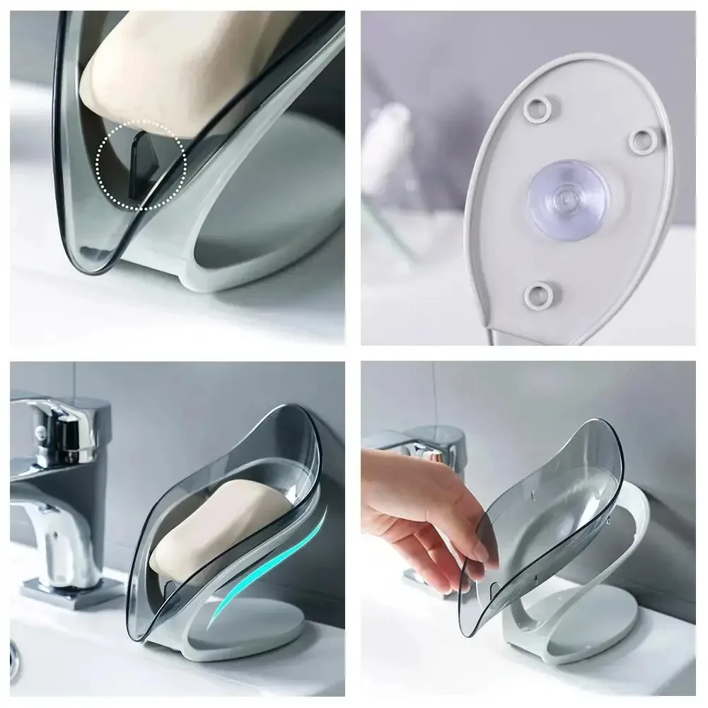 Plato de jabón moderno con taza de succión para una fácil instalación y almacenamiento de jabón eficiente