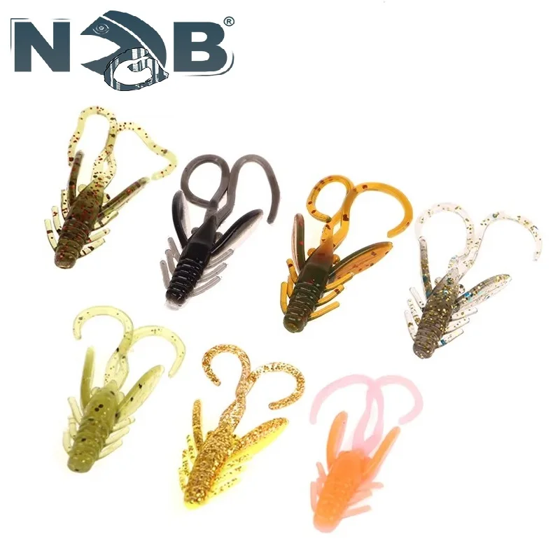 NGB 20 piezas Señuelos de pesca blandos 4CM sabor a camarón Crankbait gusanos cebo Artificial Wobbler aparejos de pesca