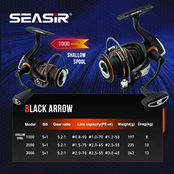 Carrete SEASIR Flecha Negra – 5+1 rodamientos y arrastre suave