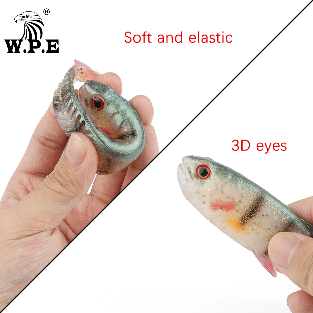 W.P.E-señuelo suave de silicona para Pesca, cebo de lubina, plantilla falsa, Swimbait, Wobblers, aparejos de Pesca, 105mm, 18,7g, 3 unids/lote por paquete - imagen 4