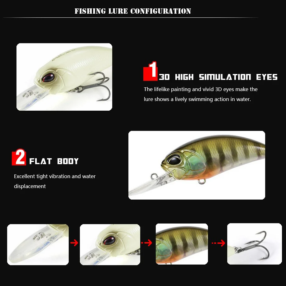 Crankbait sonajero flotante para Lucio – señuelo duro medio - imagen 3
