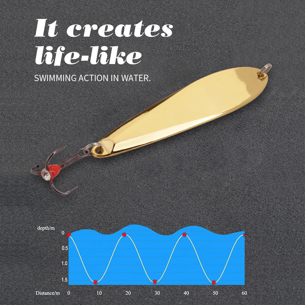 FTK-señuelo para pesca en hielo, plantillas verticales, dorado, plateado, 73mm, 12g, cuchara de Metal con anzuelo triple para pesca de perca y Lucio - imagen 3