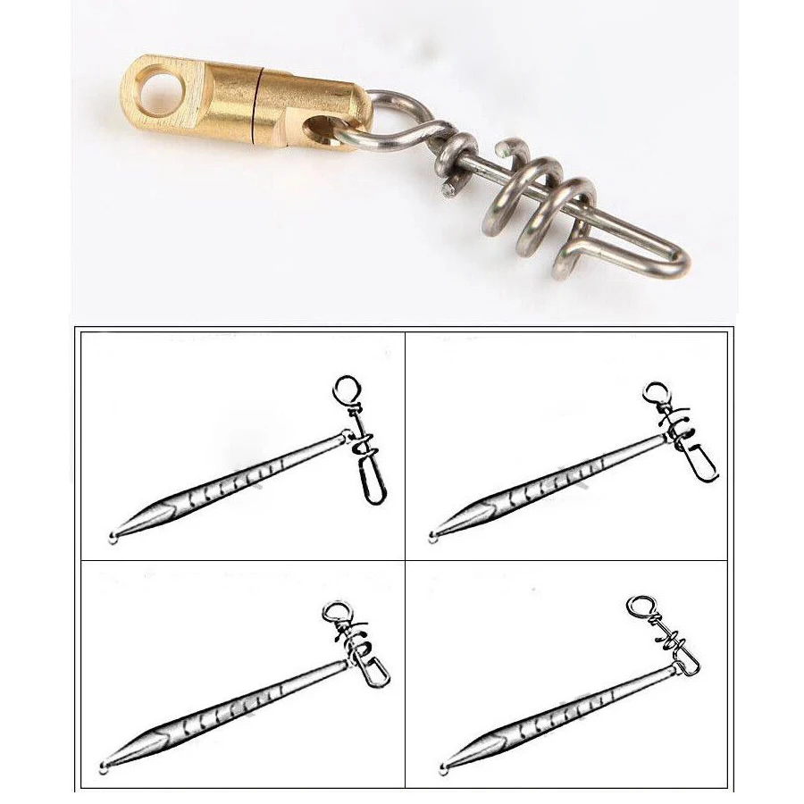 Sacacorchos de pesca giratorios, 12 Uds., conector de juego grande de liberación rápida de alta resistencia, dragado para agua dulce y salada - imagen 3