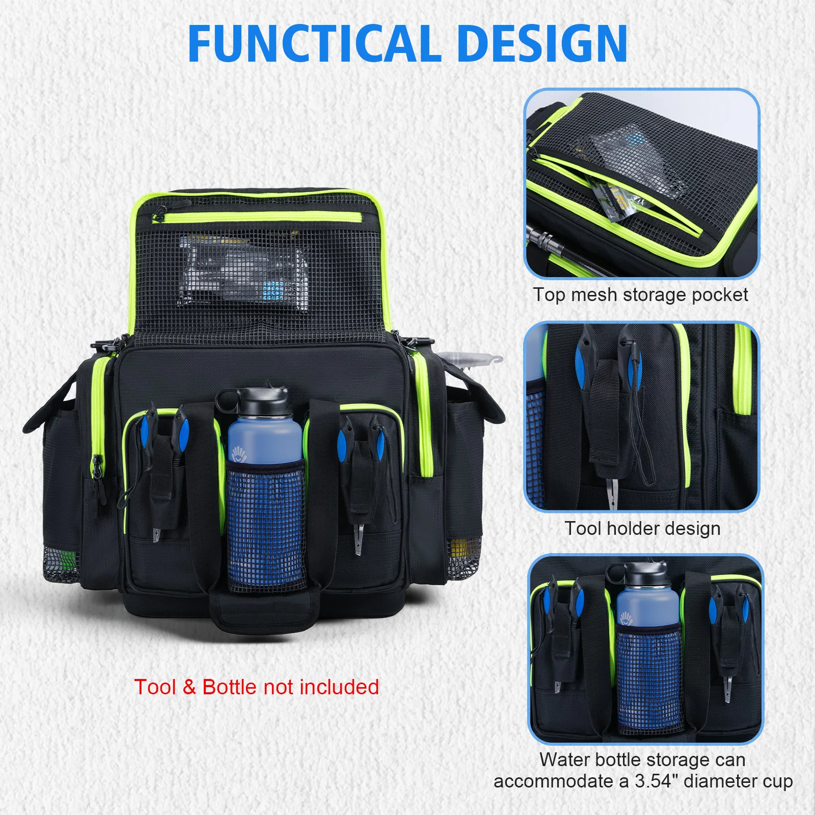 Goture 48*31*35cm bolsa de pesca de tela Oxford a prueba de agua mochila para acampar al aire libre bolsa de aparejos de pesca multiusos de gran capacidad - imagen 3