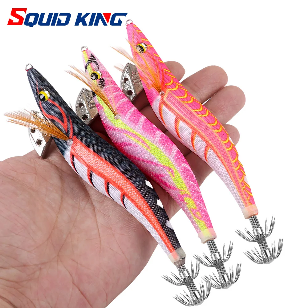 Cebo de calamar SQUID KING 4.0 #   150mm 26g anzuelo de calamar madera camarones señuelos plantillas sepia cebo simulación realista silicona pulpo cebo