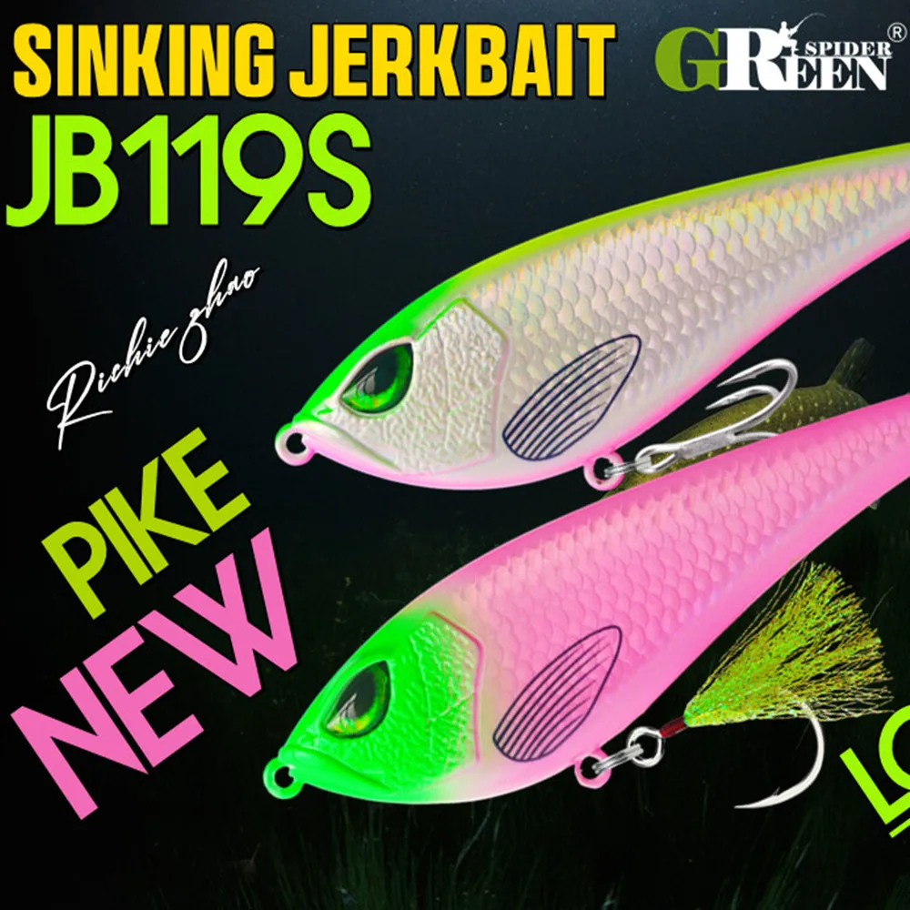 GREENSPIDER Jerkbait hundimiento – Sonido fuerte para lucio y perca - imagen 5