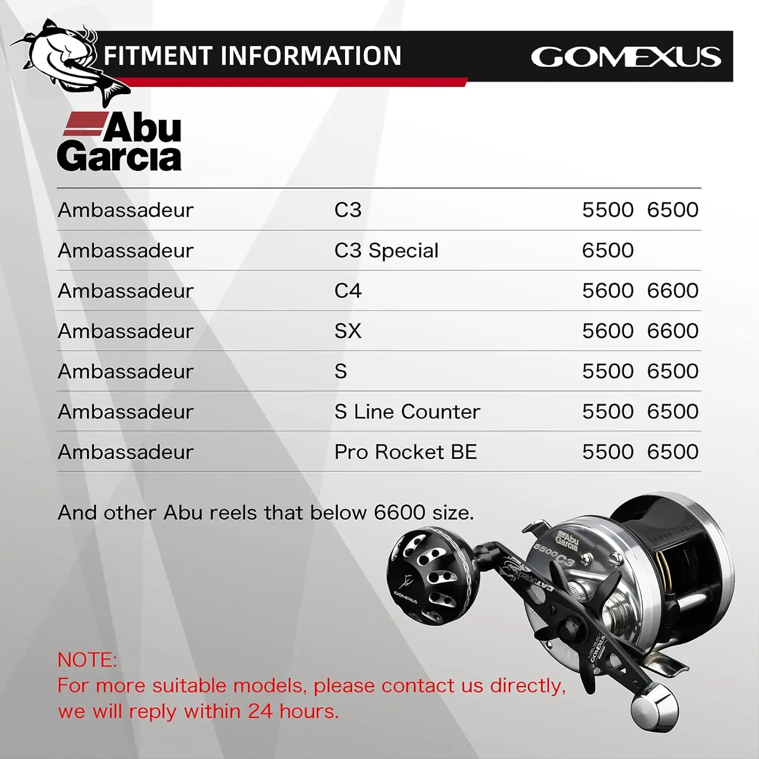 GOMEXUS Power Handle para Abu Garcia Ambassadeur C3/C4/S/SX 5000-7000 carrete de pesca redondo bagre especial - imagen 3