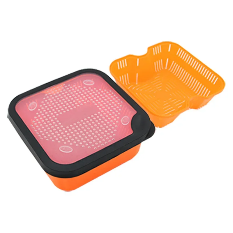 Cubo rojo con marco interior para gusano vivo – Contenedor pesca carpa - imagen 2