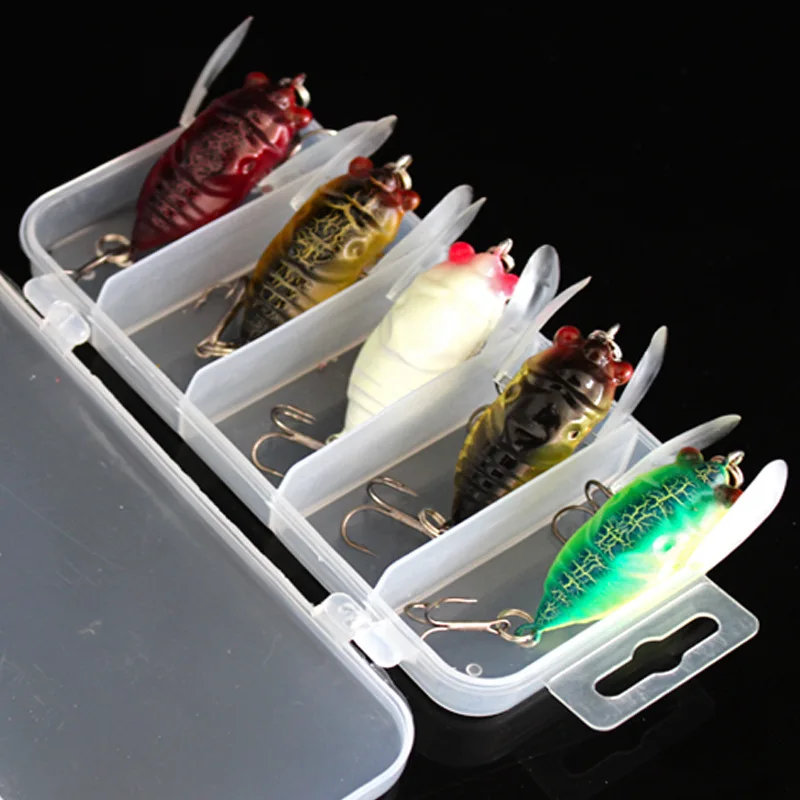 Señuelo de pesca de 5cm y 6,5g, cebo Artificial de simulación de Cicada, cebos duros de superficie Popper, 5 piezas - imagen 2