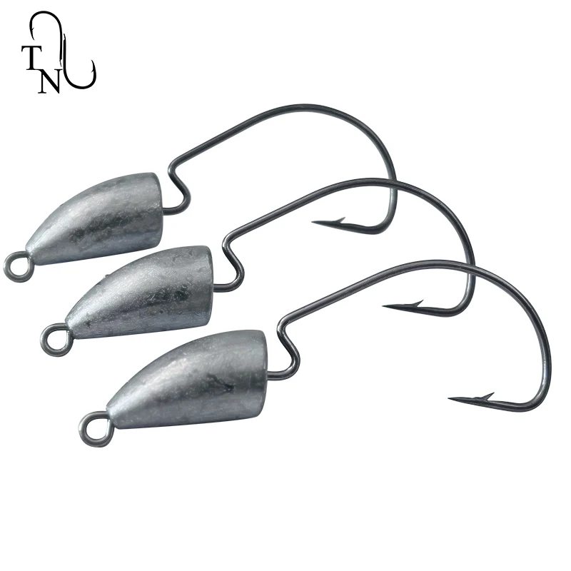 TN77 anzuelo de cabeza plomada de manivela, 5g, 7g, 10g, 14g, anzuelos de gusano suave, cabeza plomada de bala de acero inoxidable, anzuelos de pesca para pesca - imagen 5