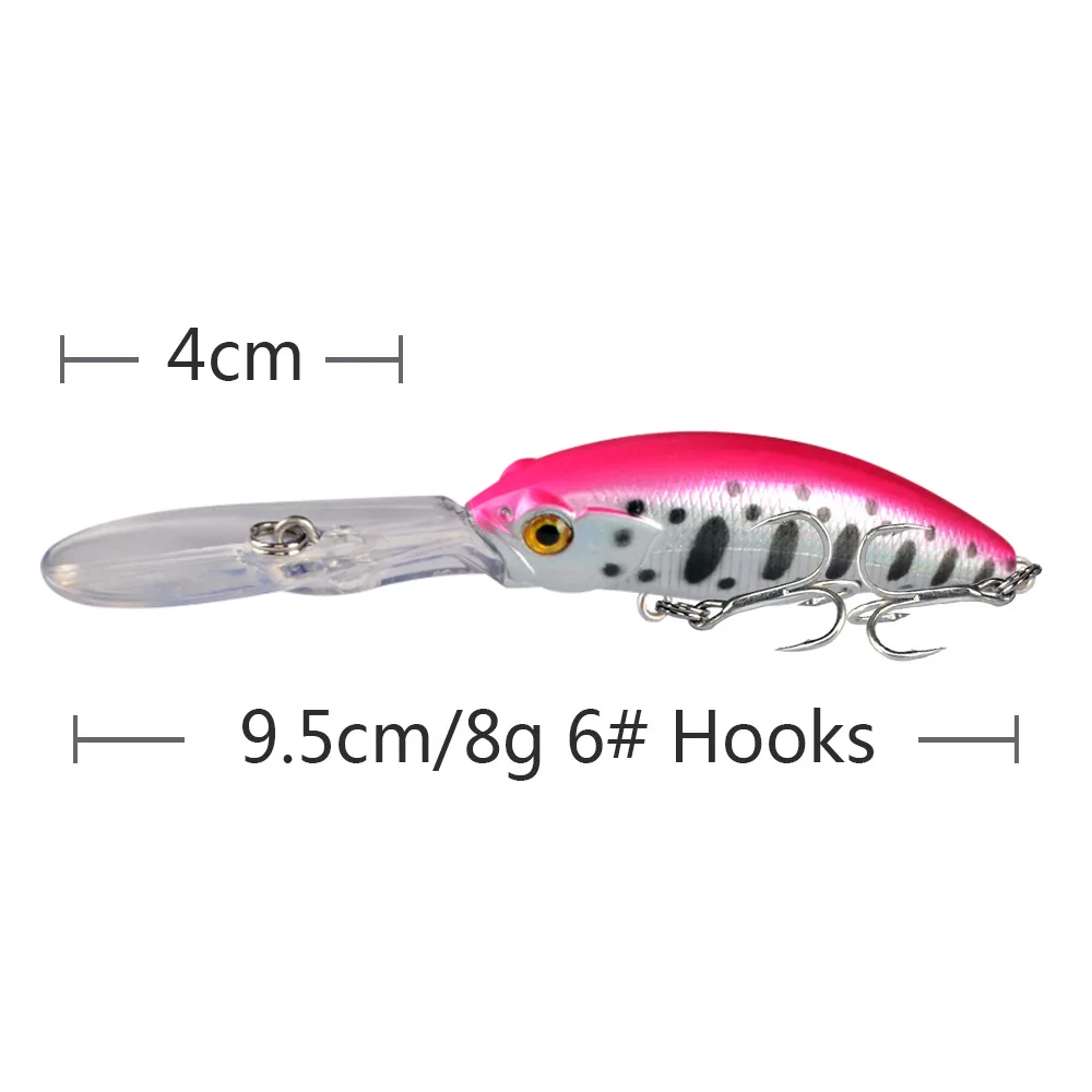 Señuelo de Pesca de pececillos, 1 unidad, 9,5 cm, 8g, cebo duro flotante para Pesca de lubina, Swimbait, aparejos de Pesca de carpa - imagen 5
