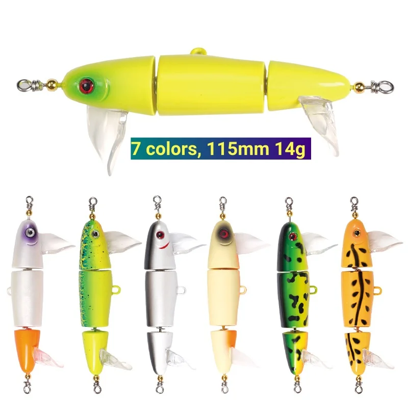 Señuelos de pesca de 3 secciones de agua superior, Crankbaits de lubina, pececillos Whopper, señuelo flotante de agua dulce y salada para bagre, Lucio, Teaser - imagen 3
