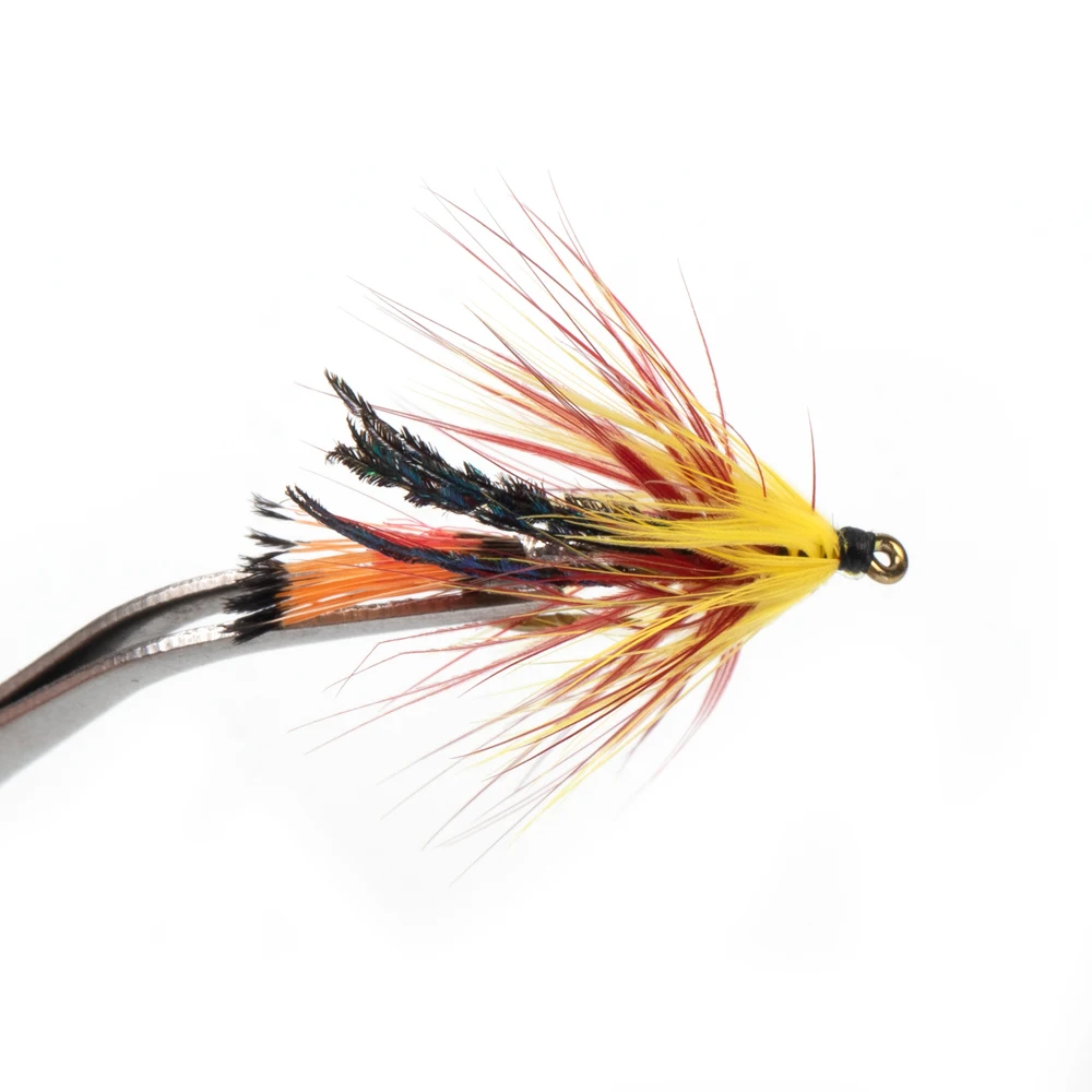 Wifreo-señuelo de pesca para trucha, cebo de 6 piezas, salmón, Cabeza de Acero, Gallo suave, pavo real, Herl, ala de pluma, moscas húmedas, 10 # - imagen 4