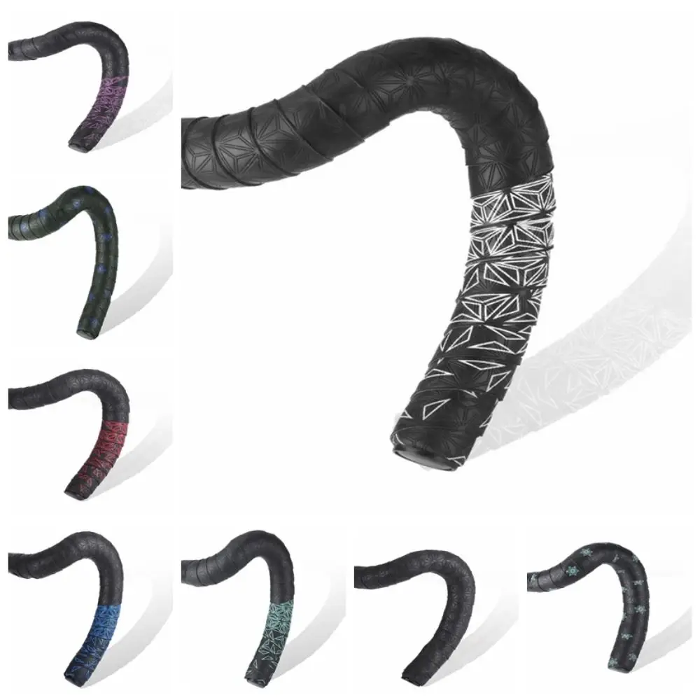 Tap antideslizante para bicicleta de carretera, cinta antivibración con absorción de impacto para manillar de bicicleta, estampado de crisantemo, PU para 1 par de conducción - imagen 2