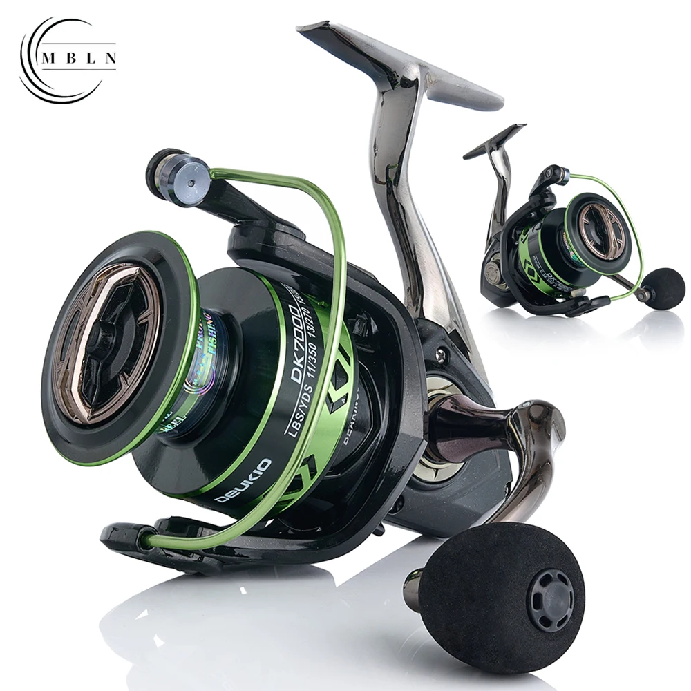 Carrete giratorio duradero de la marca MBLN, brazo y engranaje de aleación CNC, carrete y pie de aleación ligeros, carrete de pesca de alto rendimiento