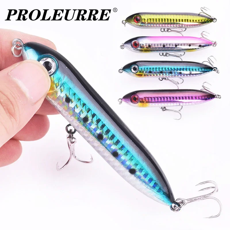 Señuelo de pesca con lápiz Topwater, 9cm, 12g, Wobblers, sonajero, caminar para lubina, bagre, aparejos de pesca, cebo duro Artificial, 1 ud.