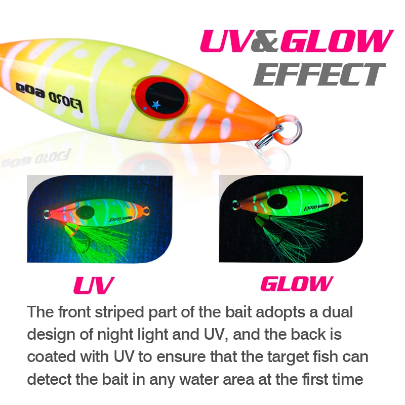 Jig Head FJORD 40-60g – Señuelo mar fluorescente con anzuelo asistente - imagen 3