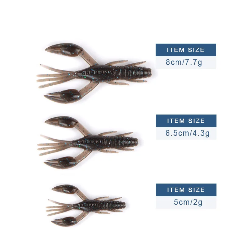 Señuelo mostrando su diseño de 50mm 65mm 80mm y silicona suave para pesca efectiva