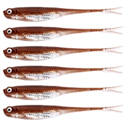 THKFISH 5/6 Uds 75mm pesca suave Swimbait 100mm silicona cola de horquilla Señuelos de Pesca cebos blandos de agua dulce gusano para lubina trucha