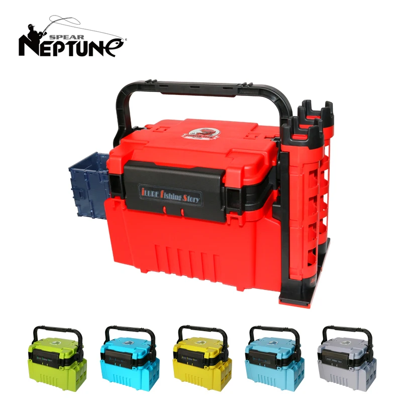 Caja de Herramientas de pesca, caja de aparejos de pescador grueso de plástico multifunción, organizador de almacenamiento de señuelos de caña de pescar, artículos marinos para pesca