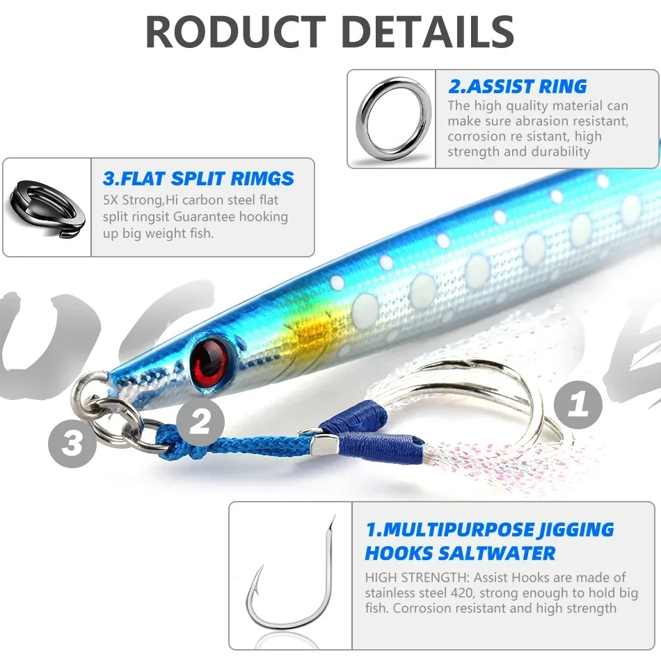 MOOKZZ-señuelo de Metal para pesca en el mar, anzuelo de gran tamaño de 100G/150G/200G/250G/300G/400G - imagen 5