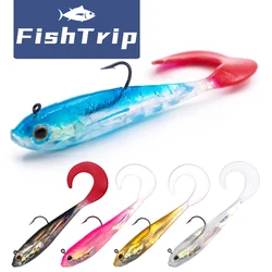 FishTrip-señuelo de pesca suave de PVC, cola de natación que se hunde, cabezal de anzuelo, aparejos de pesca para lubina, cuchara de silicona