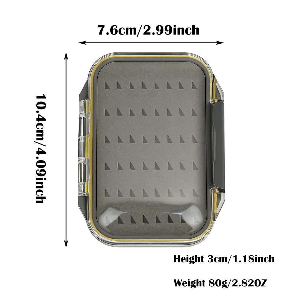 Aventik Mini caja de moscas ultraligera, estuche de bolsillo impermeable de doble cara para pesca con mosca, almacenamiento de señuelos - imagen 2