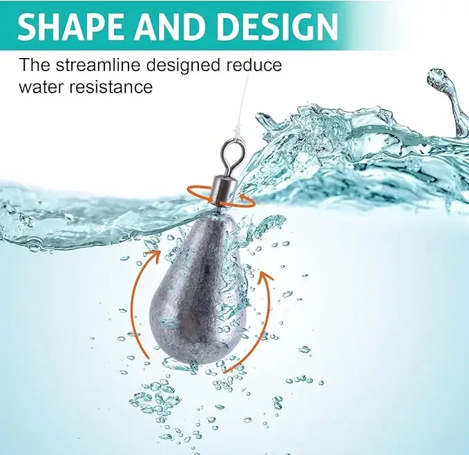 Goture 5/10/20 piezas juego de plomo para pesca 21g 30g 40g 50g 60g lágrima tiro peso agua salada accesorios de pesca de agua dulce - imagen 3