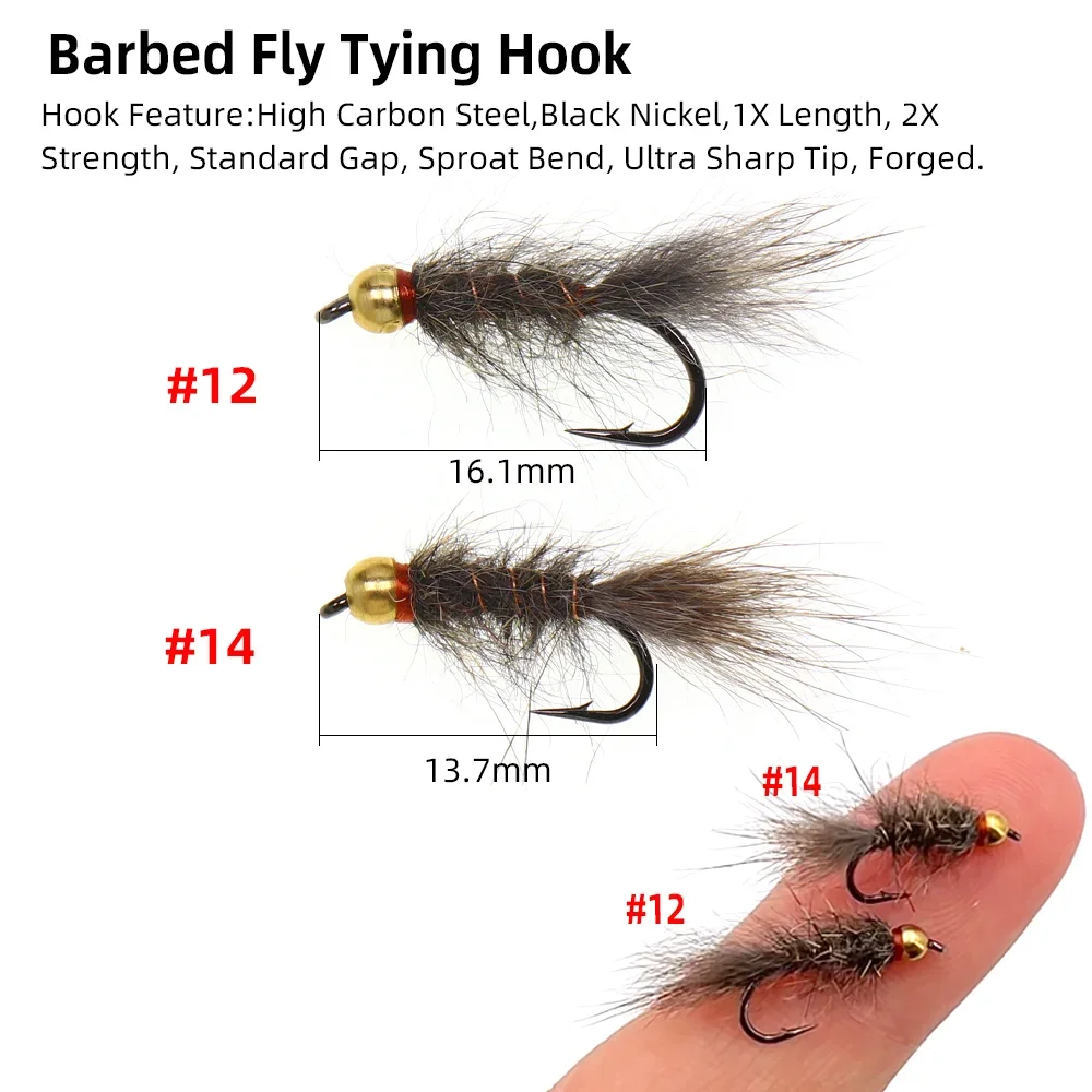 Vampfly 4 piezas # 12 # 14 latón Beadhead ardilla ninfa mosca pesca moscas insecto Artificial cebos trucha Grayling perca Señuelos de pesca - imagen 3