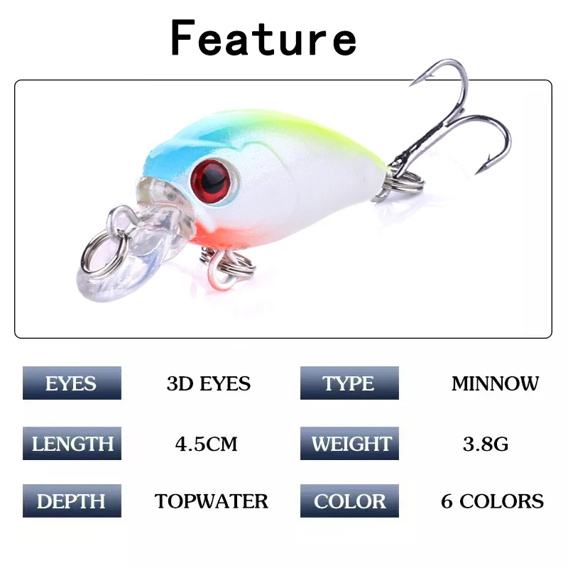 Crankbaits-señuelo de pesca Artificial, pececillo Wobbler, lubina, Swimbait, mar, natación, hundimiento duro, aparejos de pesca, cebo de colores, 4,5 cm, 4g - imagen 4