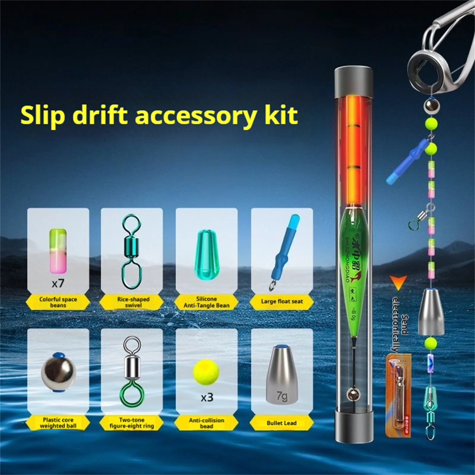 Flotador de pesca luminoso, flotador inteligente de hundimiento automático que cambia de Color para agua dulce, agua salada, invierno, engranajes de pesca en hielo 2025