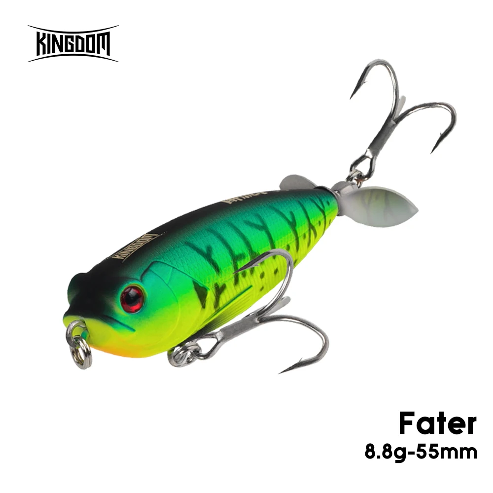 Kingdom-señuelo de pesca con hélice, cebo tipo lápiz, Topwater, 55mm, 8,8g, Wobblers, cola giratoria dura Artificial libre para Lucio