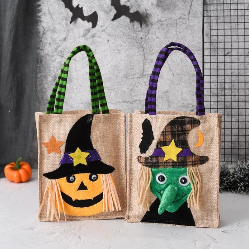 Bolsa de mano no tejida para regalo de Halloween, sombrero negro, calabaza, bruja, fantasma, Festival, fiesta, truco o trato, decoración de Feliz Día de Halloween - imagen 3