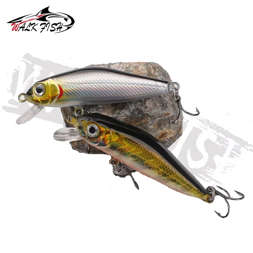 WALK FISH 5,5 cm 4,5g ojos 3D flotante Minnow señuelo plástico Pesca Artificial Jig Wobblers Crankbait Pesca cebos duros lubina - imagen 4