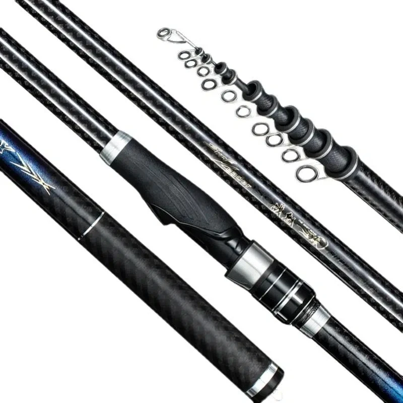 Caña de pescar superdura, caña telescópica de lanzamiento de distancia ultraligera, carbono fino, peso pesado - imagen 2