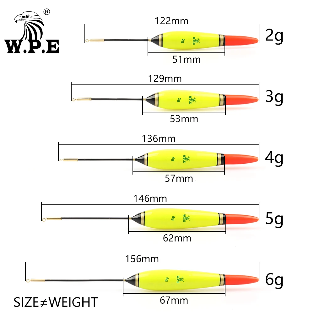 W.P.E-flotador de Pesca con luz Led inteligente, 1 piezas, batería 2g-6g, boya de Pesca nocturna, aparejos de Pesca de abeto, boya Vertical - imagen 4