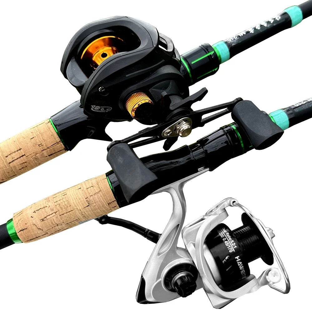 Carrete de caña Baitcast Combo portátil 4-5 secciones ML Power Spinning caña de pescar con cebo Casting Kit de carretes de Pesca para Pesca lubina - imagen 3