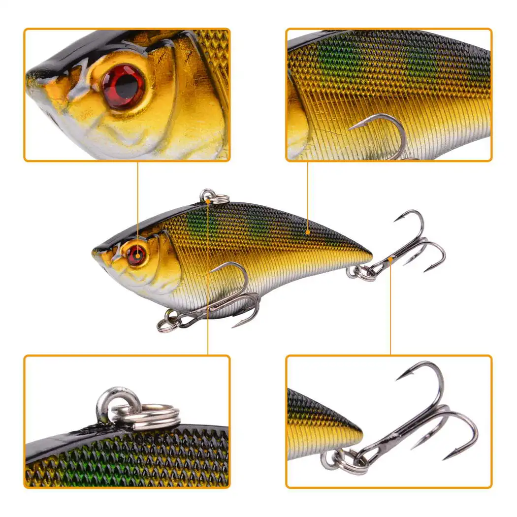 5 uds señuelo de Pesca duro VIB 7,4 cm 15,7g cebo Artificial de plástico anzuelos triples Peche Bass Pike Trolling Pesca aparejos de Pesca - imagen 5