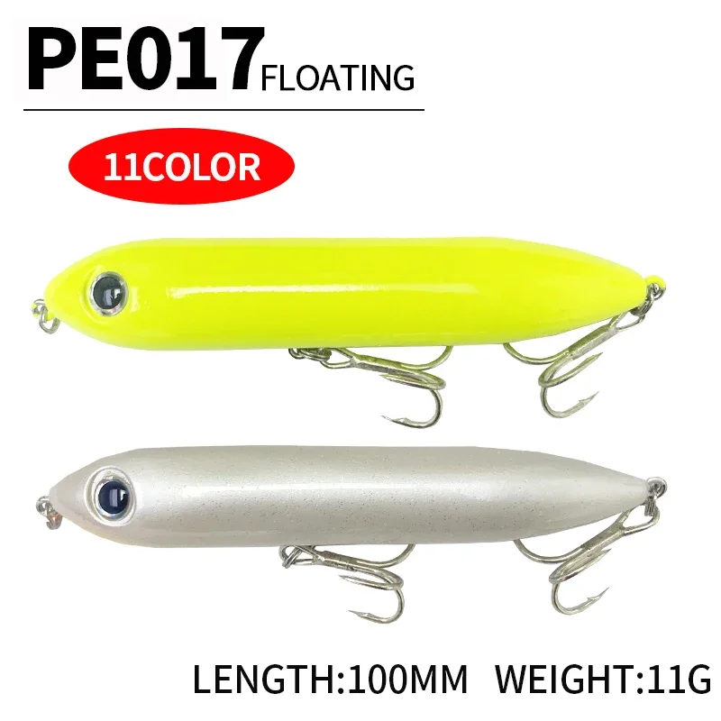 Señuelo tipo lápiz flotante, cebo falso biomimético de largo alcance de 100mm/11g, cebo duro Topwater, ganchos artificiales - imagen 2