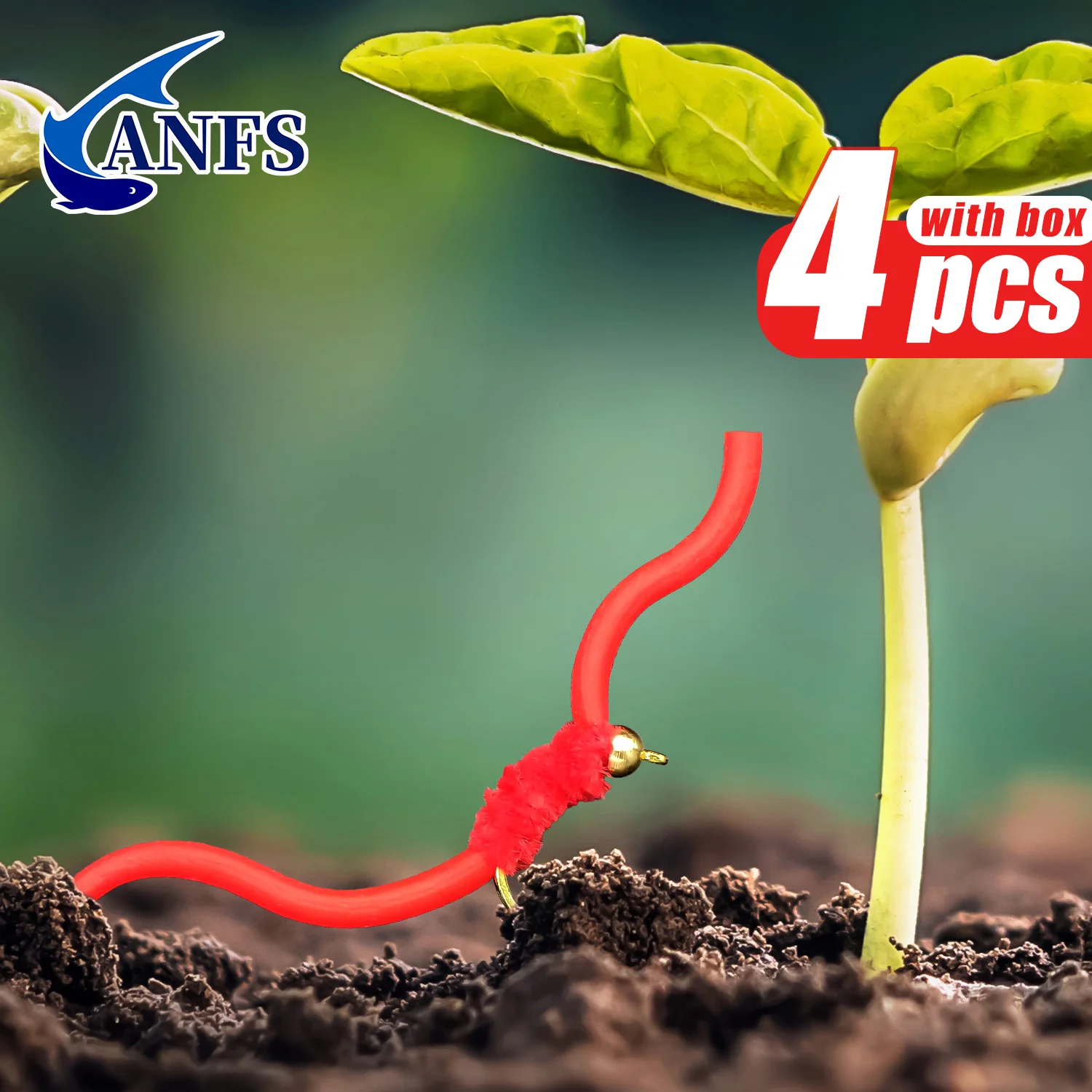 ANFS 4 Uds San Juan gusano moscas de pesca con mosca para trucha-cabeza de cobre gusanos moscas de ninfa húmeda - imagen 5