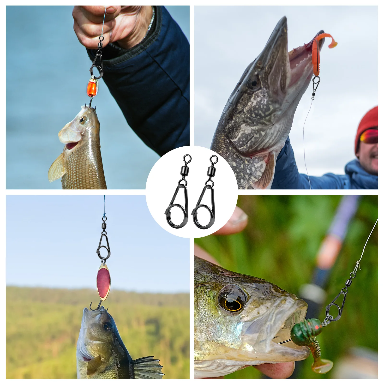 FishTrip giratorios pesca acero inoxidable – Clip liberación rápida - imagen 5