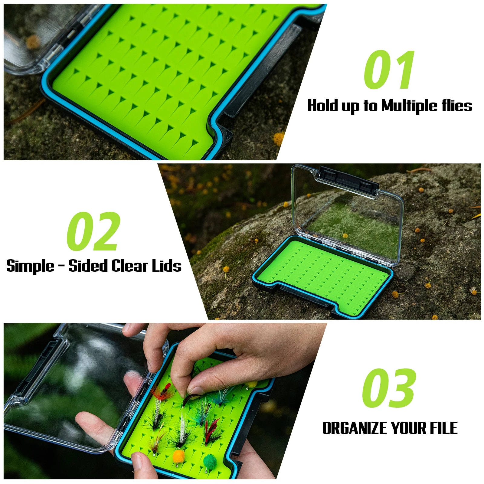Goture-cajas de almacenamiento de señuelos de pesca con mosca, contenedor impermeable de plástico ABS transparente, accesorio para aparejos de pesca, 1 Uds. - imagen 3