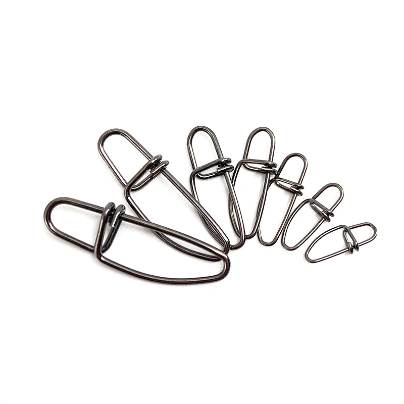 1000 pièces en acier inoxydable noir rapide Clip serrure Snap pivotant solide anneau sécurité boutons pression connecteur fournitures de pêche accessoires Pesca - imagen 2