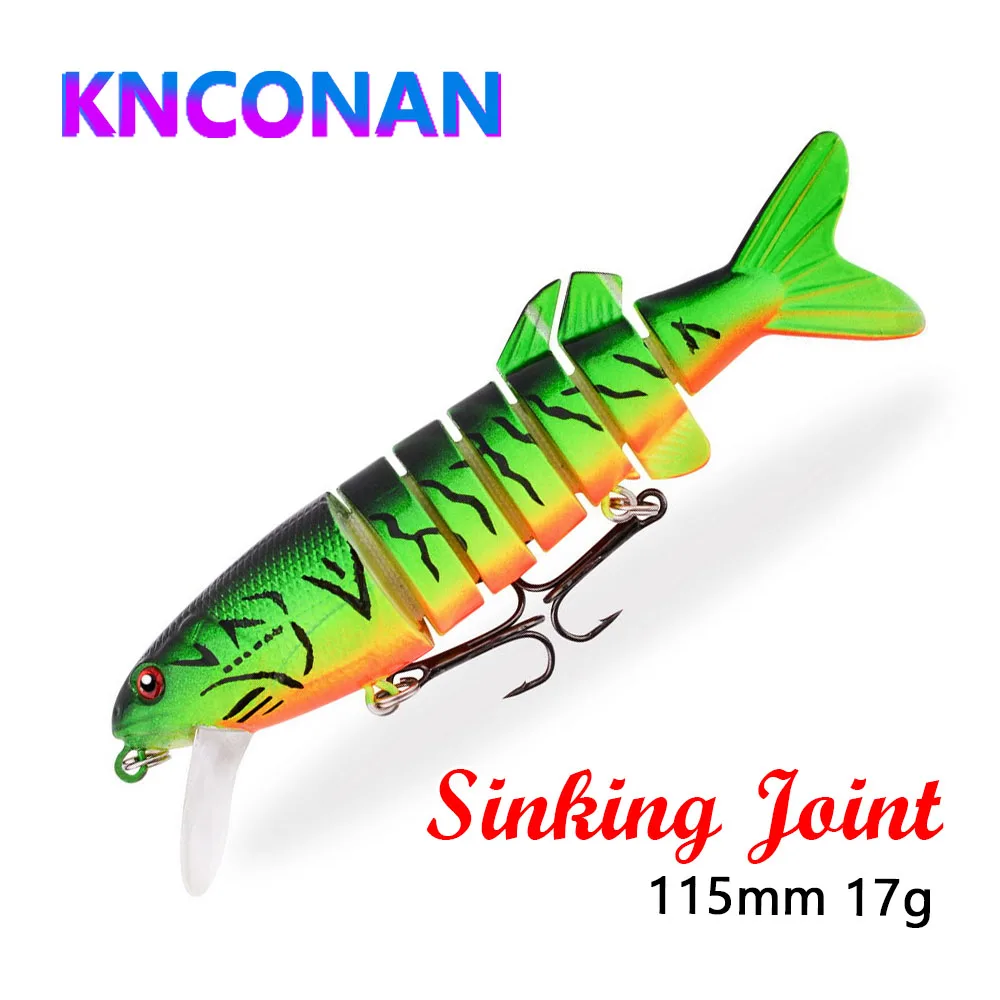 Jerkbait hundible multiarticulado con cola en T para trucha