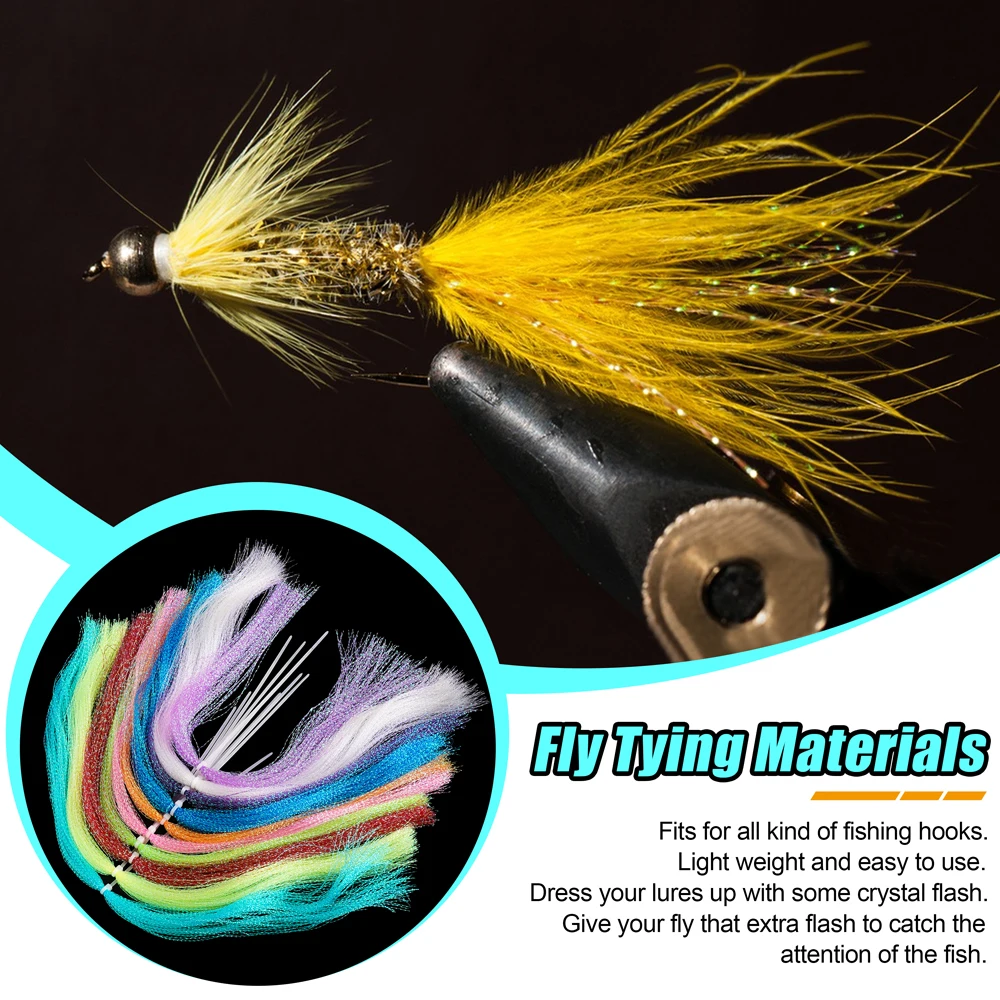 Línea de Flash de cristal, Kit de línea de atado de moscas, 10 colores, gancho, señuelo, moscas secas, plantilla, faldas, accesorios para hacer, 10 paquetes - imagen 3