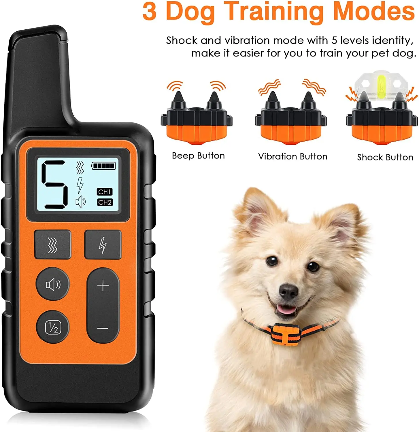 Collar de entrenamiento eléctrico para perros de 500m, resistente al agua, con Control remoto para mascotas, collares de entrenamiento recargables para perros con sonido de vibración y choque - imagen 4