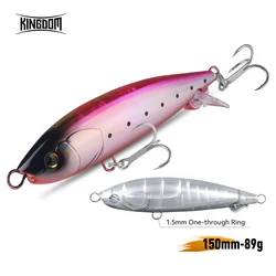 Kingdom-señuelo tipo lápiz que se hunde, fundición lejana, 150mm, 89g, burbuja oscilante de alta frecuencia, alambre de acero inoxidable, cebo de pesca de agua salada Bas