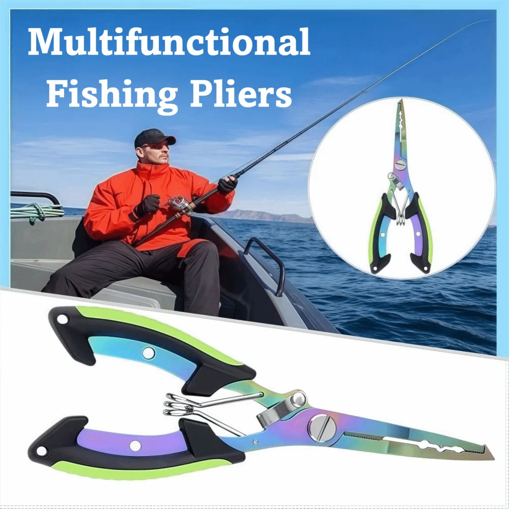 Alicates de punta de aguja de pesca multifuncionales, diseño de bloqueo, alicates de pesca de acero inoxidable, alicates de señuelo de diseño de bolsillo ligero - imagen 5