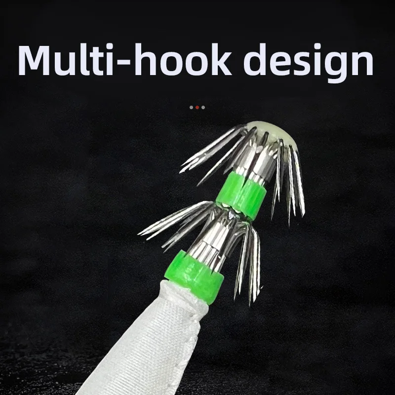 Sea.Yolo-señuelo de pesca de madera, anzuelo de calamar y camarón, rollo de tela luminoso, anzuelo de calamar para pesca de pulpo y sepia, 5 uds. - imagen 3